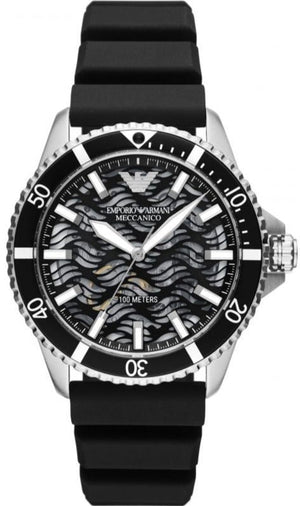 Buy Shop Emporio Armani Meccanico Automatic Black Dial Black Silicone Strap Watch For Men - AR60062 USA Online