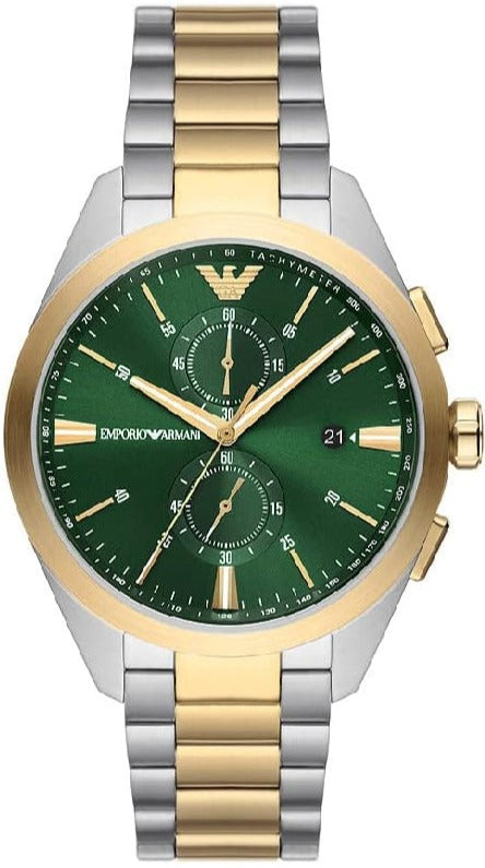 Buy Shop Emporio Armani Claudio Chronograph Green Dial Two Tone Steel Strap Watch For Women - AR11511 USA Online