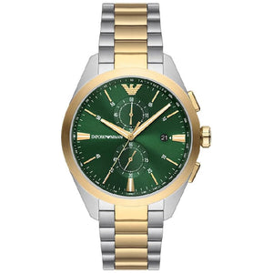 Buy Shop Emporio Armani Claudio Chronograph Green Dial Two Tone Steel Strap Watch For Women - AR11511 USA Online