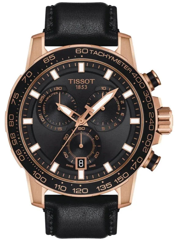 Buy Shop Tissot Supersport Chrono Black Dial Black Leather Strap Watch for Men - T125.617.36.051.00 USA Online
