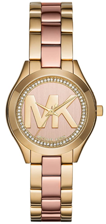 Buy Shop Michael Kors Mini Slim Runway Rose Gold Dial Two Tone Steel Strap Watch for Women - MK3650 USA Online