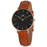 Buy Shop Daniel Wellington Classic Petite Durham Black Dial Brown Leather Strap Watch For Women - DW00100166 USA Online