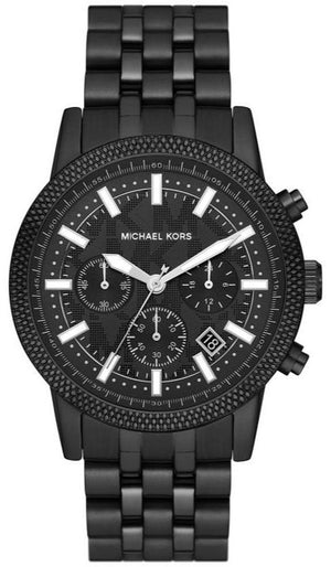 Buy Shop Michael Kors Hutton Chronograph Black Dial Black Steel Strap Watch For Men - MK9089 USA Online