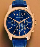 Armani Exchange Banks Chronograph Blue Dial Blue Leather Strap Watch For Men - AX1723