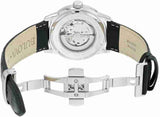 Bulova BVA Classic Automatic Silver Dial Black Leather Strap Watch for Men - 96A135