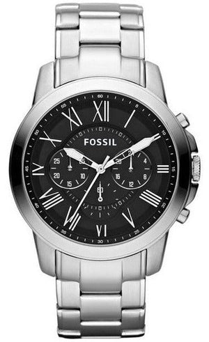 Buy Shop Fossil Grant Chronograph Black Dial Silver Steel Strap Watch for Men - FS4736 USA Online