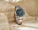 Buy Shop Daniel Wellington Iconic Chronograph Link Blue Dial Silver Steel Strap Watch For Men - DW00100644 USA Online