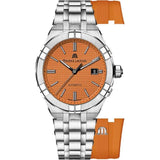 Maurice Lacroix Aikon Automatic Date Orange Dial Silver Steel Strap Watch For Men - AI6008-SS00F-530-E