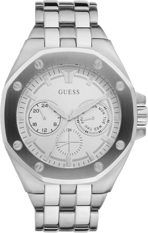 Buy Shop Guess Analog Quartz Silver Dial Silver Steel Strap Watch For Men - U0377G1 USA Online