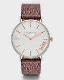 Buy Shop Coach Perry White Dial Brown Leather Strap Watch for Women - 14503154 USA Online