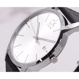 Buy Shop Calvin Klein City Date Silver Dial Black Leather Strap Watch for Men - K2G2G1C6 USA Online