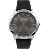 Buy Shop Calvin Klein Minimal Black Dial Black Leather Strap Watch for Men - K3M211C4 USA Online