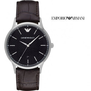 Buy Shop Emporio Armani Renato Quartz Black Dial Brown Leather Strap Watch For Men - AR11187 USA Online