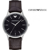 Emporio Armani Renato Quartz Black Dial Brown Leather Strap Watch For Men - AR11187