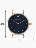 Buy Shop Emporio Armani Gianni T Bar Analog Blue Dial Black Leather Strap Watch For Women - AR1989 USA Online