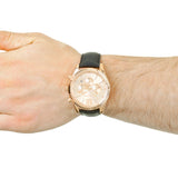 Buy Shop Michael Kors Lexington Chronograph Rose Gold Dial Black Leather Strap Watch For Men - MK8516 USA Online