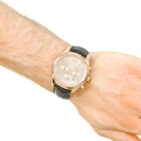 Buy Shop Michael Kors Lexington Chronograph Rose Gold Dial Black Leather Strap Watch For Men - MK8516 USA Online