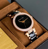 Buy Shop Michael Kors Parker Mother of Pearl Black Dial Two Tone Steel Strap Watch for Women - MK6414 USA Online