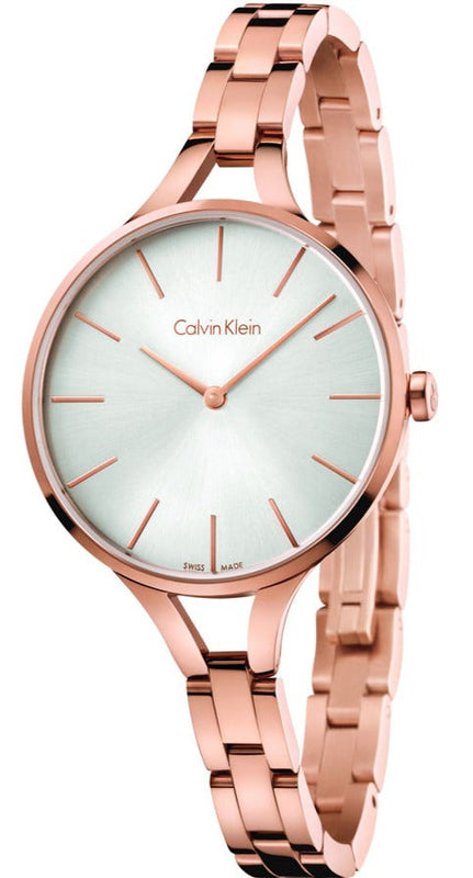 Buy Shop Calvin Klein Graphic Silver Dial Rose Gold Steel Strap Watch for Women - K7E23646 USA Online