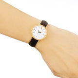 Movado Ultra Slim White Dial Brown Leather Strap Watch For Women - 0607096