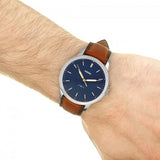 Buy Shop Fossil Minimalist Blue Dial Brown Leather Strap Watch for Men - FS5304 USA Online