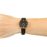Buy Shop Emporio Armani Gianni T Bar Black Mother of Pearl Dial Black Leather Strap Watch For Women - AR11060 USA Online