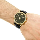 Buy Shop Emporio Armani Luigi Chronograph Black Dial Black Leather Watch For Men - AR1917 USA Online