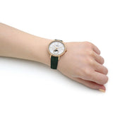 Fossil Jacqueline Multifunction Moonphase Mother of Pearl White Dial Green Leather Strap Watch for Women - ES5244