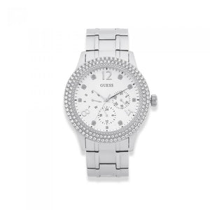 Buy Shop Guess Bedazzle Diamonds Silver Dial Silver Steel Strap Watch For Women - W1097L1 USA Online