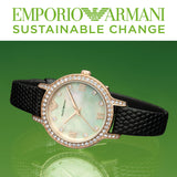 Buy Shop Emporio Armani Cleo Three-Hand Mother of Pearl Dial Black Leather Strap Watch For Women - AR11485 USA Online