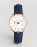Buy Shop Fossil Tailor White Dial Blue Leather Strap Watch for Women - ES4394 USA Online