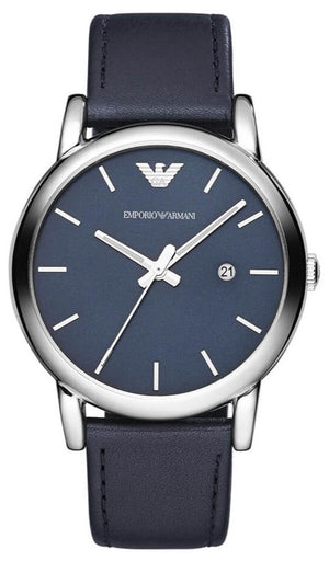 Buy Shop Emporio Armani Classic Quartz Blue Dial Black Leather Strap Watch For Men - AR1731 USA Online