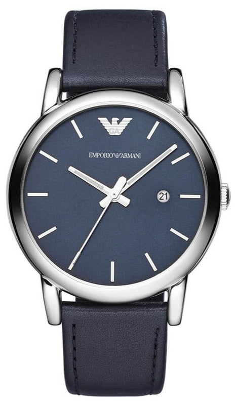 Buy Shop Emporio Armani Classic Quartz Blue Dial Black Leather Strap Watch For Men - AR1731 USA Online