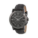 Buy Shop Burberry The City Chronograph Ion Plated Grey Dial Grey Leather Strap Watch for Men - BU9384 USA Online