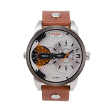 Buy Shop Diesel Mini Daddy Silver Dial Brown Leather Strap Watch For Men - DZ7309 USA Online