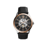 Buy Shop Fossil Flynn Mechanical Black Dial Black Leather Strap Watch for Men - BQ2216 USA Online