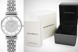 Buy Shop Emporio Armani Gianni T Bar White Crystal Pave Dial Silver Stainless Steel Strap Watch For Women - AR1925 USA Online