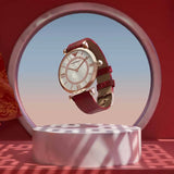 Buy Shop Emporio Armani Gianni T-Bar Analog Mother of Pearl Dial Red Leather Strap Watch For Women - AR11322 USA Online