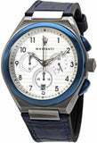 Buy Shop Maserati Triconic Chronograph White Dial Blue Leather Strap Watch For Men - R8871639001 USA Online