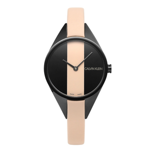 Buy Shop Calvin Klein Rebel Cream Black Dial Cream Leather Strap Watch for Women - K8P237X1 USA Online