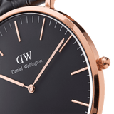 Buy Shop Daniel Wellington Classic York Black Dial Brown Leather Strap Watch For Women - DW00100140 USA Online