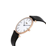 Longines La Grande Classique De Longines White Dial Black Leather Strap Watch for Women - L4.755.1.91.2