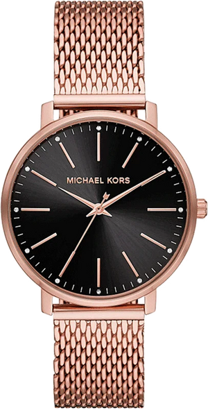 Buy Shop Michael Kors Pyper Analog Black Dial Rose Gold Mesh Strap Watch For Women - MK4566 USA Online
