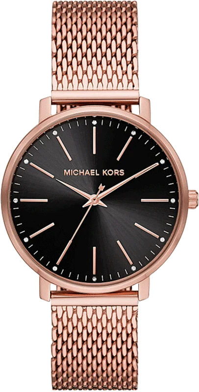 Buy Shop Michael Kors Pyper Analog Black Dial Rose Gold Mesh Strap Watch For Women - MK4566 USA Online
