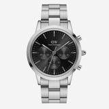 Buy Shop Daniel Wellington Iconic Chronograph Link Black Dial Silver Steel Strap Watch For Men - DW00100645 USA Online