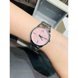 Buy Shop Calvin Klein Stately Pink Mother of Pearl Dial Silver Steel Strap Watch for Women - K3G2312E USA Online
