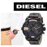 Buy Shop Diesel Little Daddy Chronograph Black Dial Black Leather Strap Watch For Men - DZ7291 USA Online