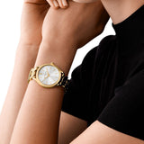 Buy Shop Michael Kors Runway Three-Hand White Dial Gold Steel Strap Watch for Women - MK7472 USA Online