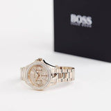 Hugo Boss Premiere Rose Gold Dial with DIamonds Rose Gold Steel Strap Watch for Women - 1502443