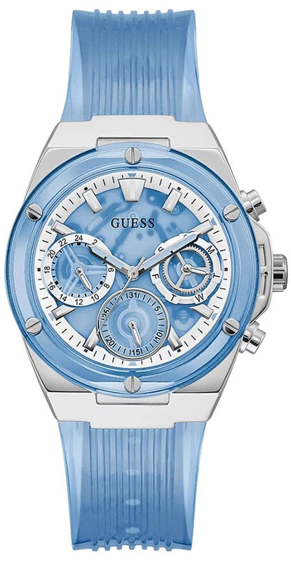 Buy Shop Guess Athena Active Life Clear White Dial Blue Rubber Strap Watch for Women - GW0409L1 USA Online